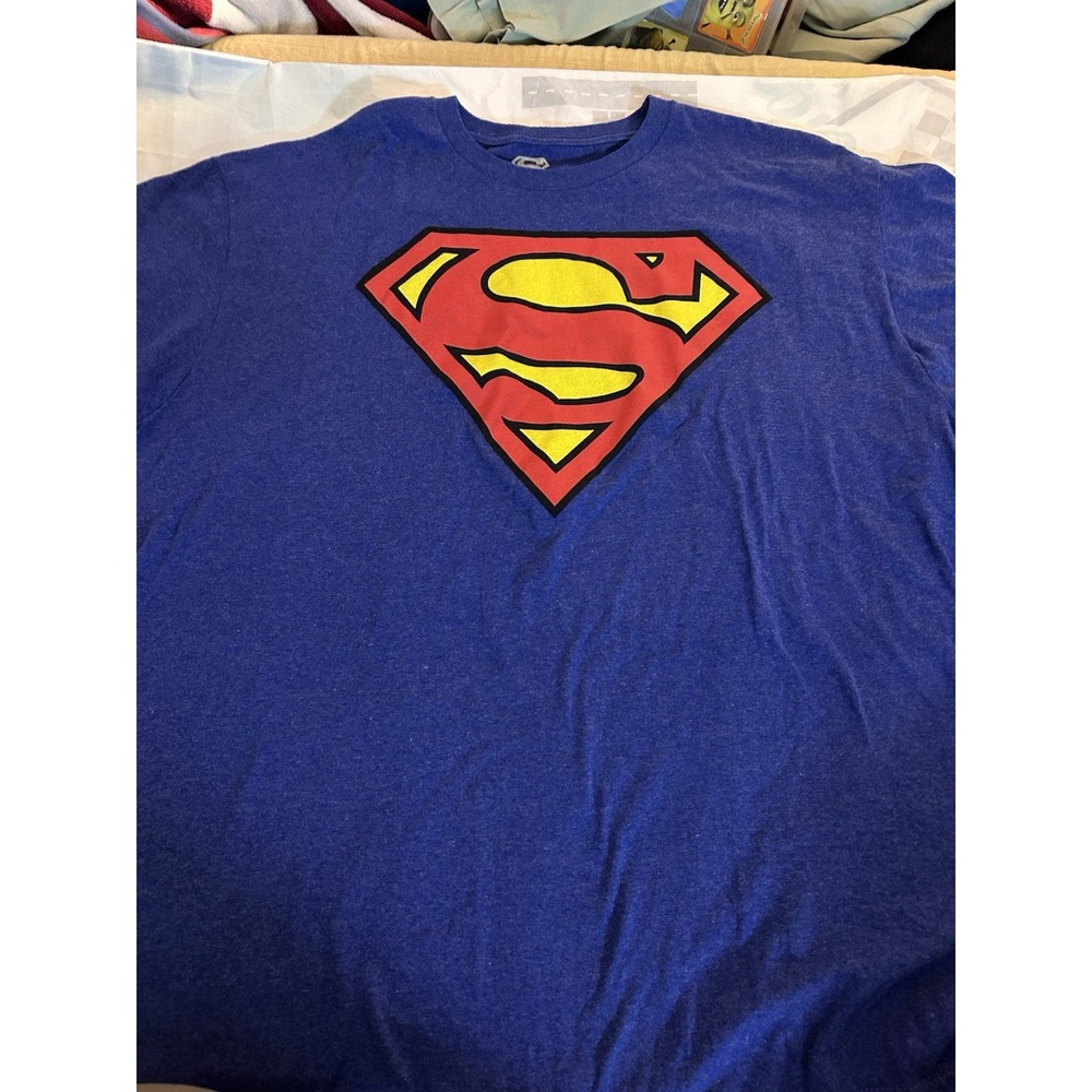 Superman Logo T-Shirt Men's XXL Blue DC Comics Graphic‎ Tee Short Sleeve